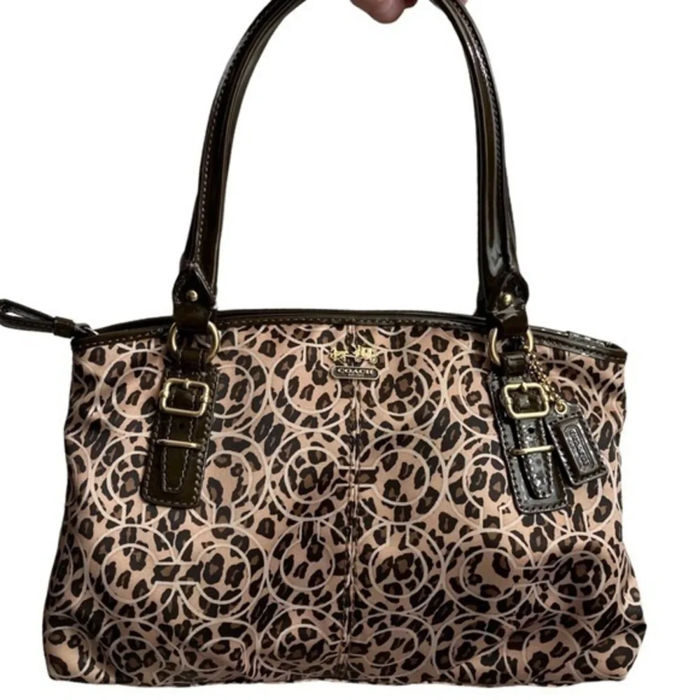 Coach vintage y2k Madison sateen signature leopard op art c mini tote bag